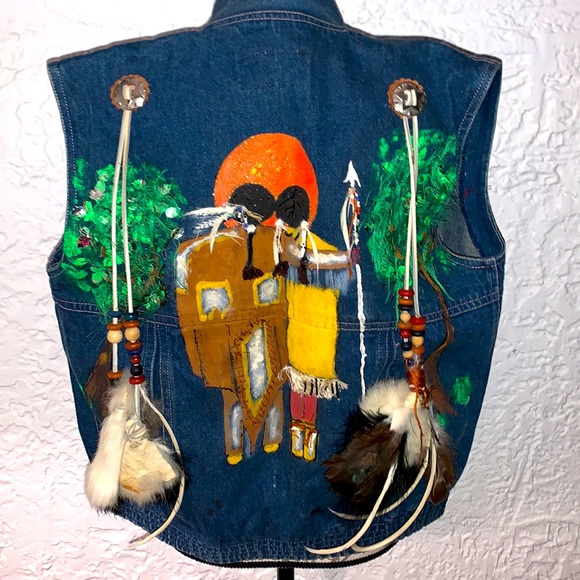 Vintage Jackets & Blazers - 🌈Vintage 80’s Hand Painted Decorated Denim Vest